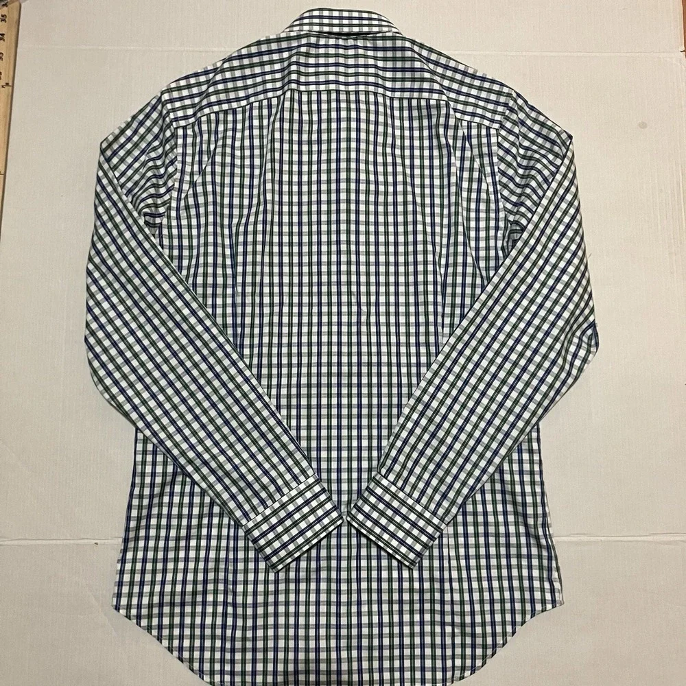 Banana Republic Plaid Check dress shirt non iron slim Mens Size Medium 15 Casual